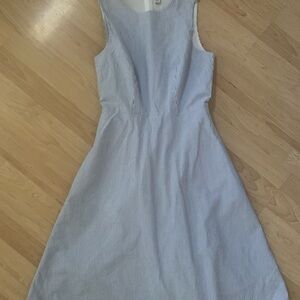 J. Crew fit and flair blue seersucker sleeveless dress 2